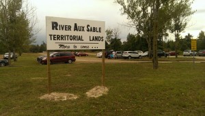 Land-claim signage was posted at a provincially-owned Ipperwash beach parking lot on East Parkway Drive this weekend. The Municipality of Lambton Shores has notified the Ministry of Natural Resources & Forestry, as well as the Ministry of Aboriginal Affairs. (PHOTO COURTESY OF CENTRE IPPERWASH COMMUNITY ASSOCIATION)